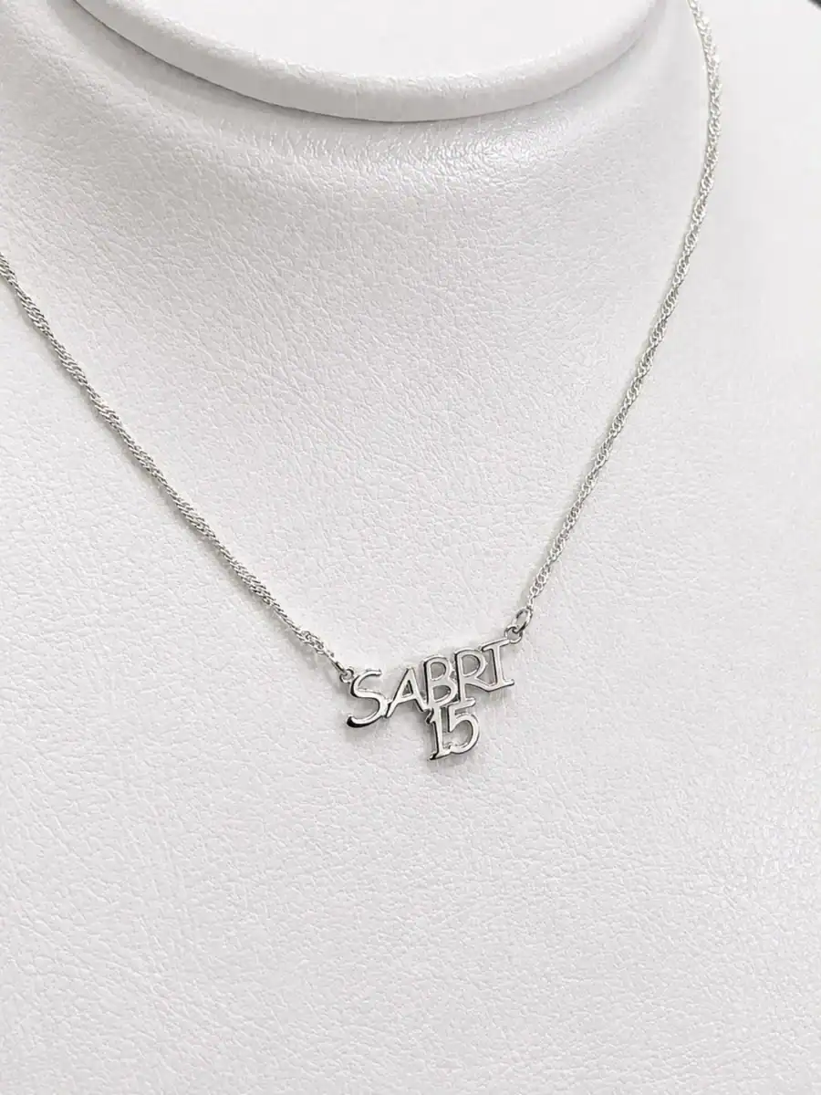 Nombre personalizado con numero15 plata 925 Nombre personalizado con numero15 plata 925 - Imagen 3
