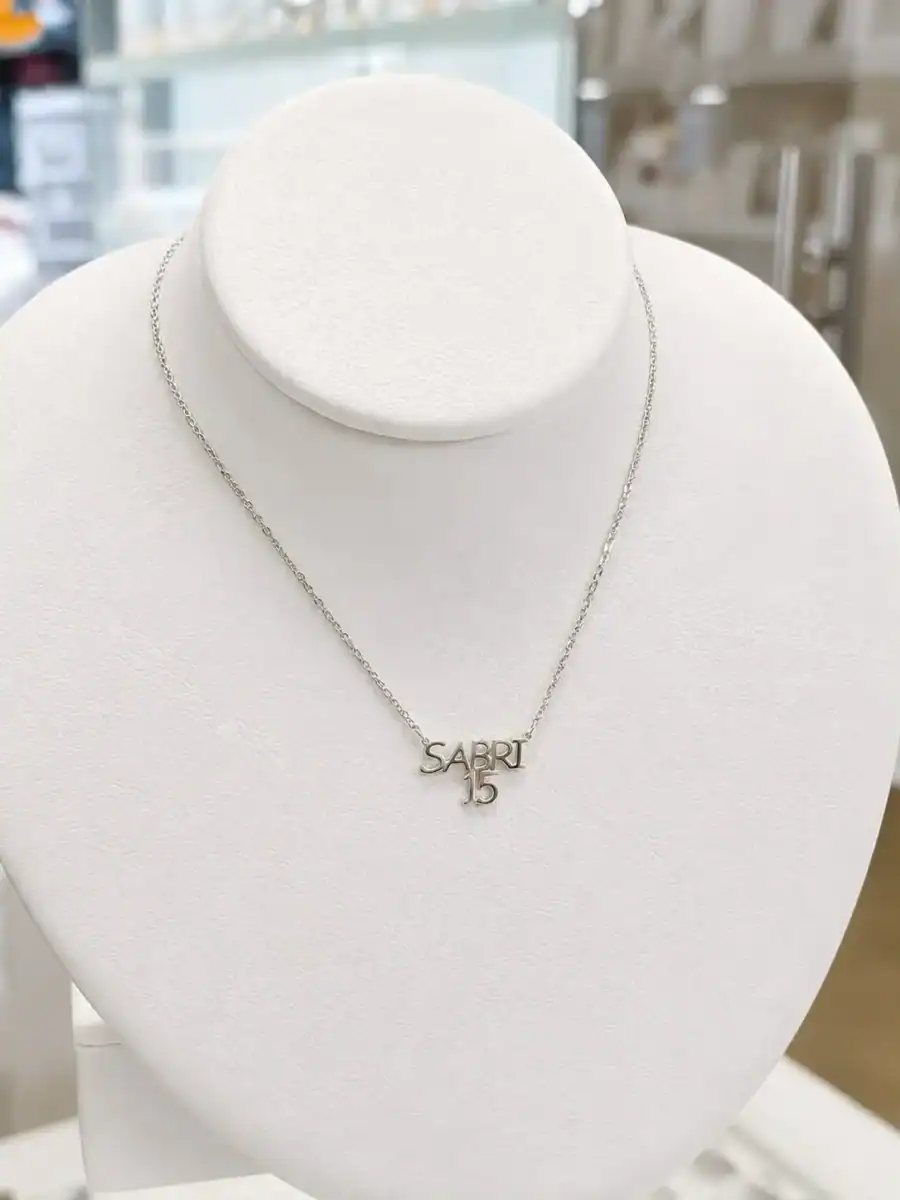 Nombre personalizado con numero15 plata 925 Nombre personalizado con numero15 plata 925
