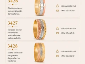 Alianzas de 3 colores de oro (precio por unidad) Alianzas de 3 colores de oro (precio por unidad)