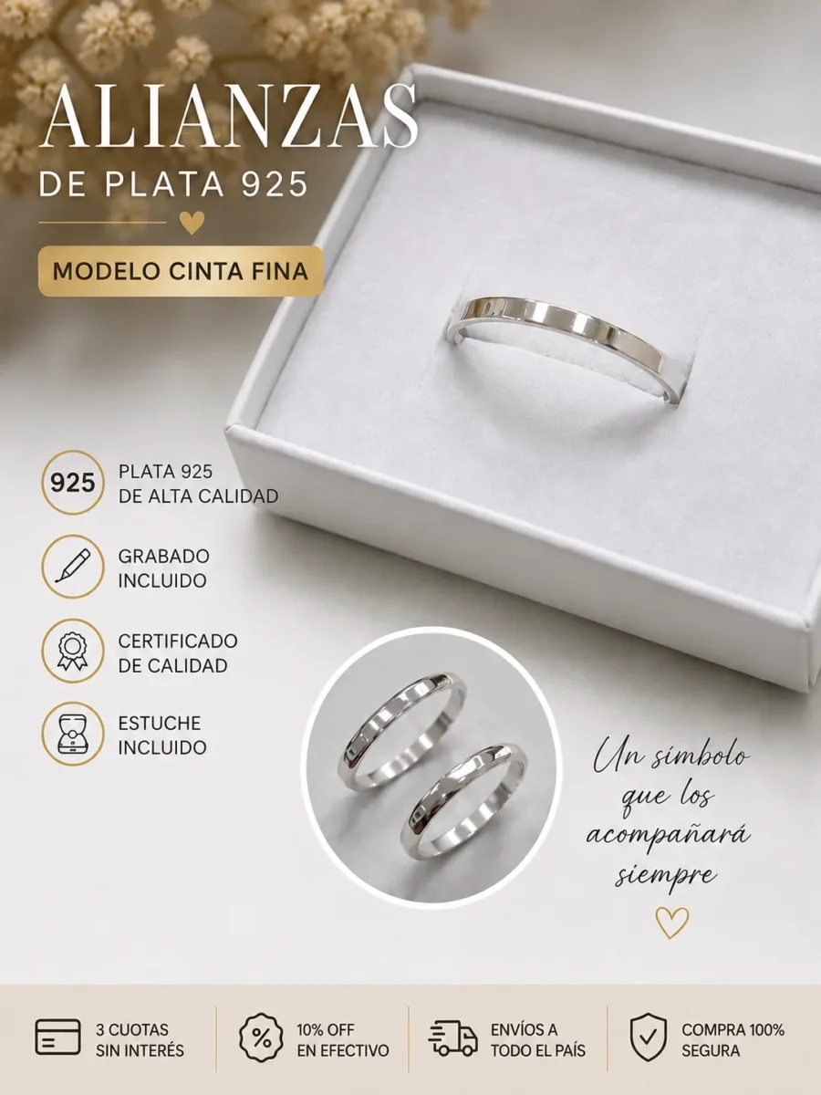 Alianzas cinta fina (precio por unidad) Alianzas cinta fina (precio por unidad)