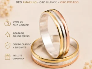 Alianzas TRICOLOR de plata y oro (precio por unidad) Alianzas TRICOLOR de plata y oro (precio por unidad)